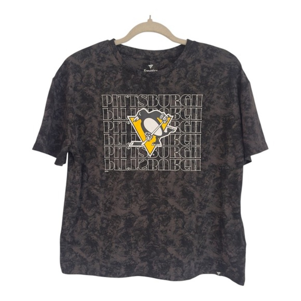 Fanatics Pittsburgh Penguins NHL Mens Medium Black Creased Faded Wash‎ Tee NEW